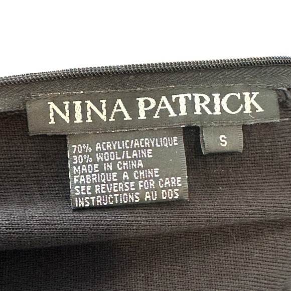 Vintage Nina Patrick Wool Blend Drop Waist Pleated Long Sleeve Dress Black Small - Picture 3 of 8